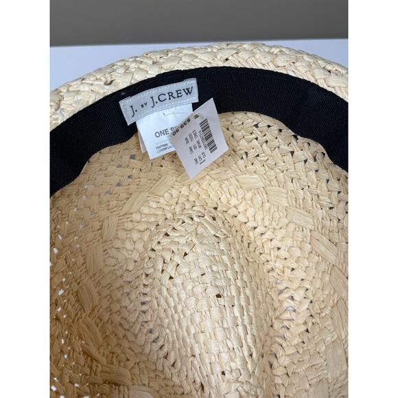 J. Crew Fedora Hat Black Ribbon Sun Shade Summer NWT - Picture 3 of 4